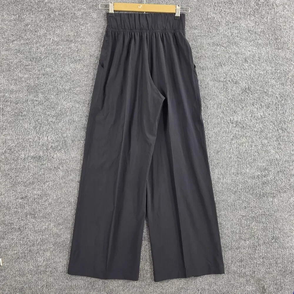 Lululemon Pants Womens 4 Noir Wide Leg Tie Waist Black Office Casual Business